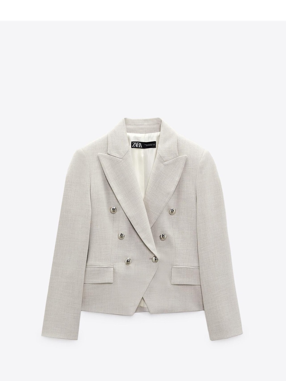 ZARA Double-Breasted Light Cream Blazer Jacket